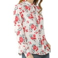 thumbnail image 4 of INSPIRE CHIC Women's Long Sleeve Button Up Casual Floral Shirts S White, 4 of 6
