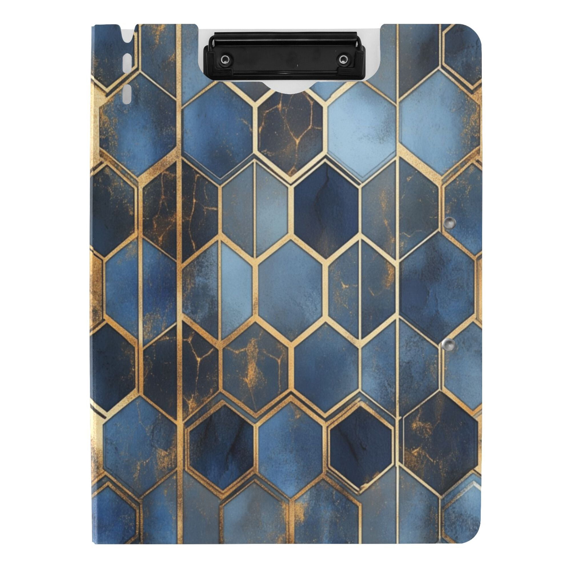FORMRS A4 Clipboard Folder with Pen Holder Horizontal Foldable School Office Binder, Elegant Hexagon Pattern