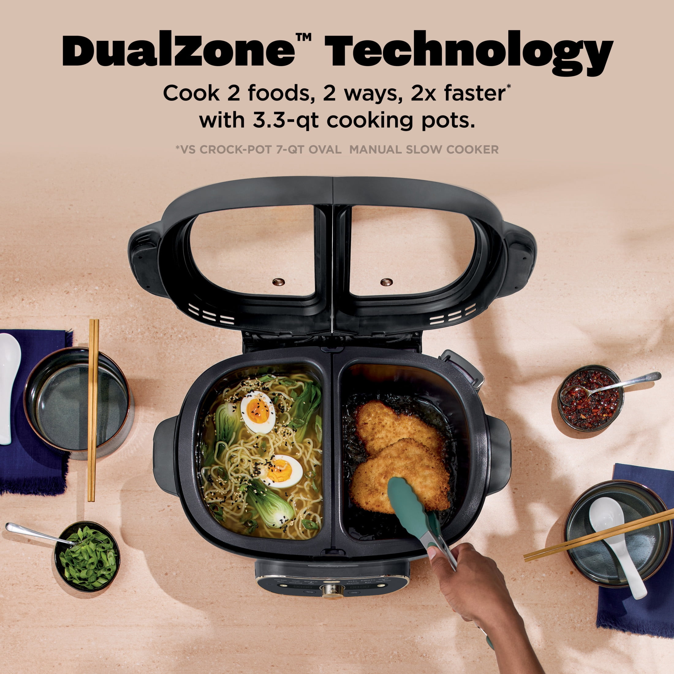 Ninja MultiPot 12-in-1 Multicooker with DualZone Technology, Cook 2 Meals At Once, Feeds 8, Slow Cook, Sear, Bake, Rice, Pasta, Hot Pot, 1500W, MZ1001BL1 Cyberspace