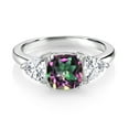 thumbnail image 2 of Gem Stone King 925 Sterling Silver Green Mystic Topaz 3 Stone Engagement Ring for Women (3.54 Cttw, Gemstone Birthstone, Available in Size 5, 6, 7, 8, 9), 2 of 3
