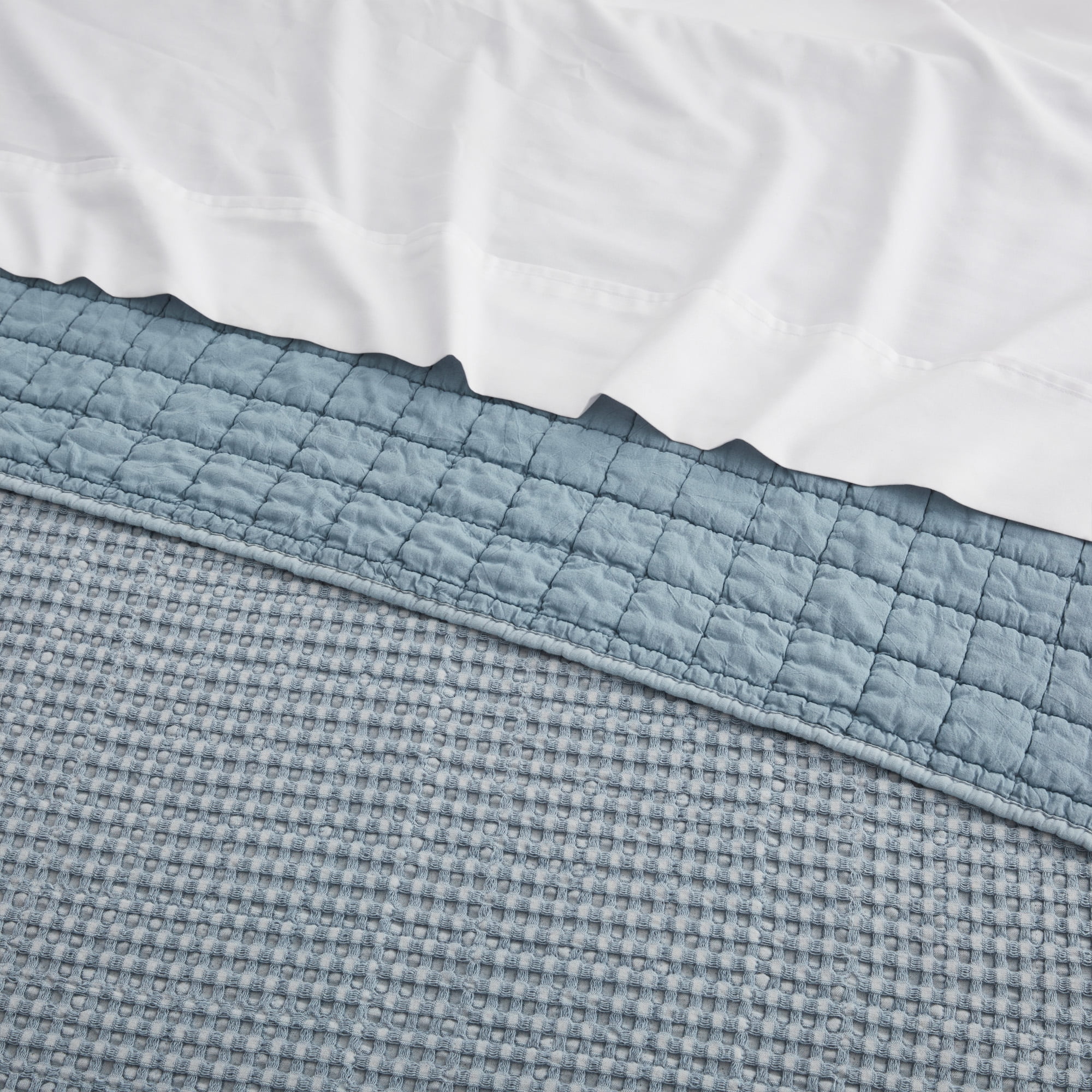 Levtex Home - Mills Waffle - Full/Queen Quilt Set - Chambray Cotton Waffle - Quilt Size (88 x 92in.), Sham Size (26 x 20in.)