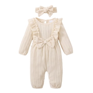 Younger Tree Baby Girl Ruffle Sleeve Romper with Headband