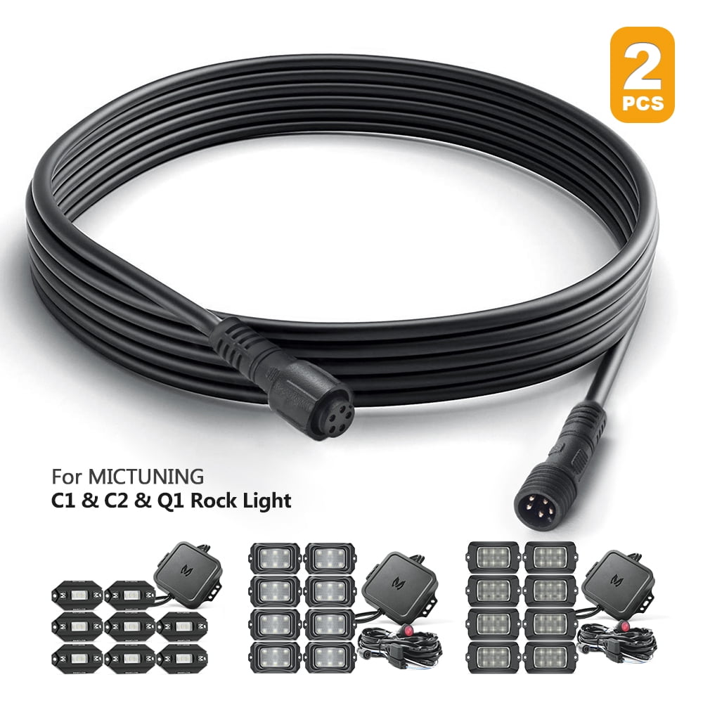 MICTUNING 10FT Extension Wire Cable Cord for 4 and 8 Pods RGBW LED Rock Lights 2 Pack 