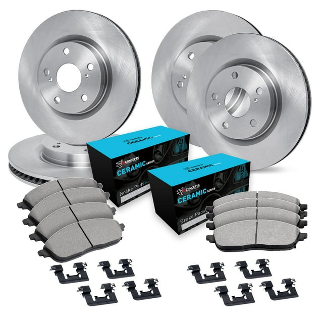R1 Concepts Front Rear Brakes and Rotors Kit |Front Rear Brake Pads| Brake Rotors and Pads| Ceramic Brake Pads and Rotors |Hardware Kit|fits 1991-1992 Lexus LS400