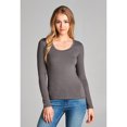 thumbnail image 3 of Emmalise Women's Junior and Plus Size Basic Scoop Neck Tshirt Long Sleeve Tee, Medium, 3Pk Black, Charcoal, White, 3 of 7