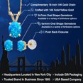 thumbnail image 2 of Gem Stone King 14K Yellow Gold Simulated Blue Opal Pendant Earrings Jewelry Set for Women | 1.56 Cttw | Gemstone October Birthstone | Oval Cabochon 9X7MM | with 18 inch Chain, 2 of 5