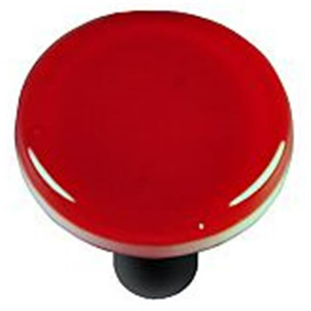 Hot Knobs HK1004KRB Red Round Glass Knob Black Post