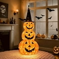 thumbnail image 5 of Costway 5 FT Lighted Halloween Decorations Collapsible Stacked Pumpkins with Witch Hat, 5 of 10