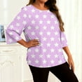 thumbnail image 4 of Xuniizn Womens Plus Size Tops Casual Crewneck Star Print 3/4 Sleeve T Shirts Soft Loose Breathable Holiday Cute Blouses, L-5XL, 4 of 6