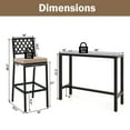 thumbnail image 2 of Gymax Ensemble de 3 Pcs Chaises d'Extérieur et Table de Bar en Métal Ensemble de Table de Salle à Manger de Patio avec Coussin, 2 of 7