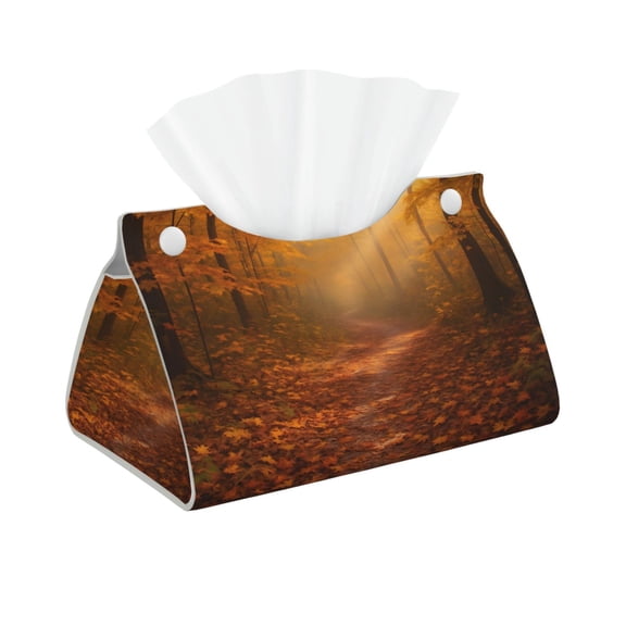 Long Leather Paper Towel Pack 7.9in X 4.9in X 4.5in Waterproof Durable Folding Storage For Coffee Table Dining Table Bed Table Work Table Forest Path