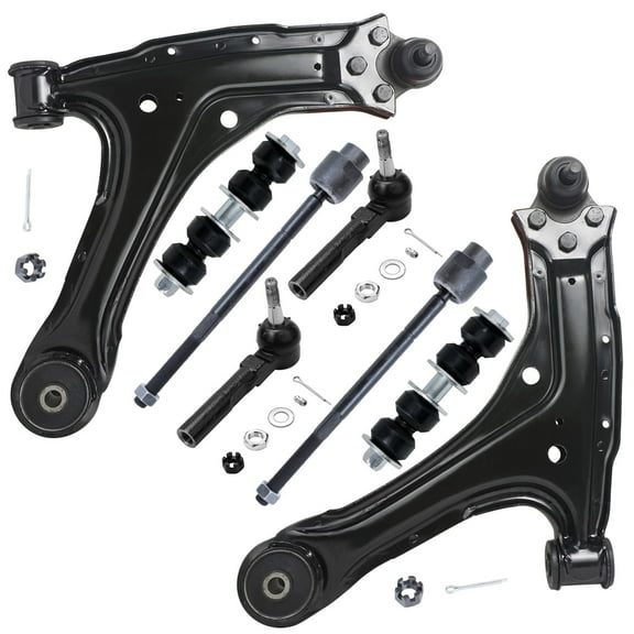 Detroit Axle - Front Lower Control Arms Kit for 1997-2003 Chevy Malibu, 1999-2005 Pontiac Grand Am, 2 Lower Control Arms w/Ball Joints, 4 Inner & Outer Tie Rods, 2 Sway Bar Links Replacement