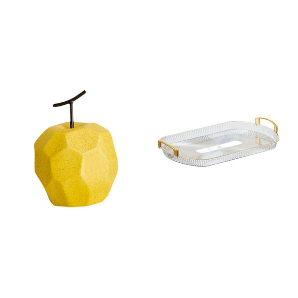Bandeja De Porcelana Con Escultura De Fruta Para Servir, Adorno Para Guardar Joyas, Estatua De Mesa Coleccionable, Decoración Geométrica, Organizador De Tocador Rectangular Nórdico Para
