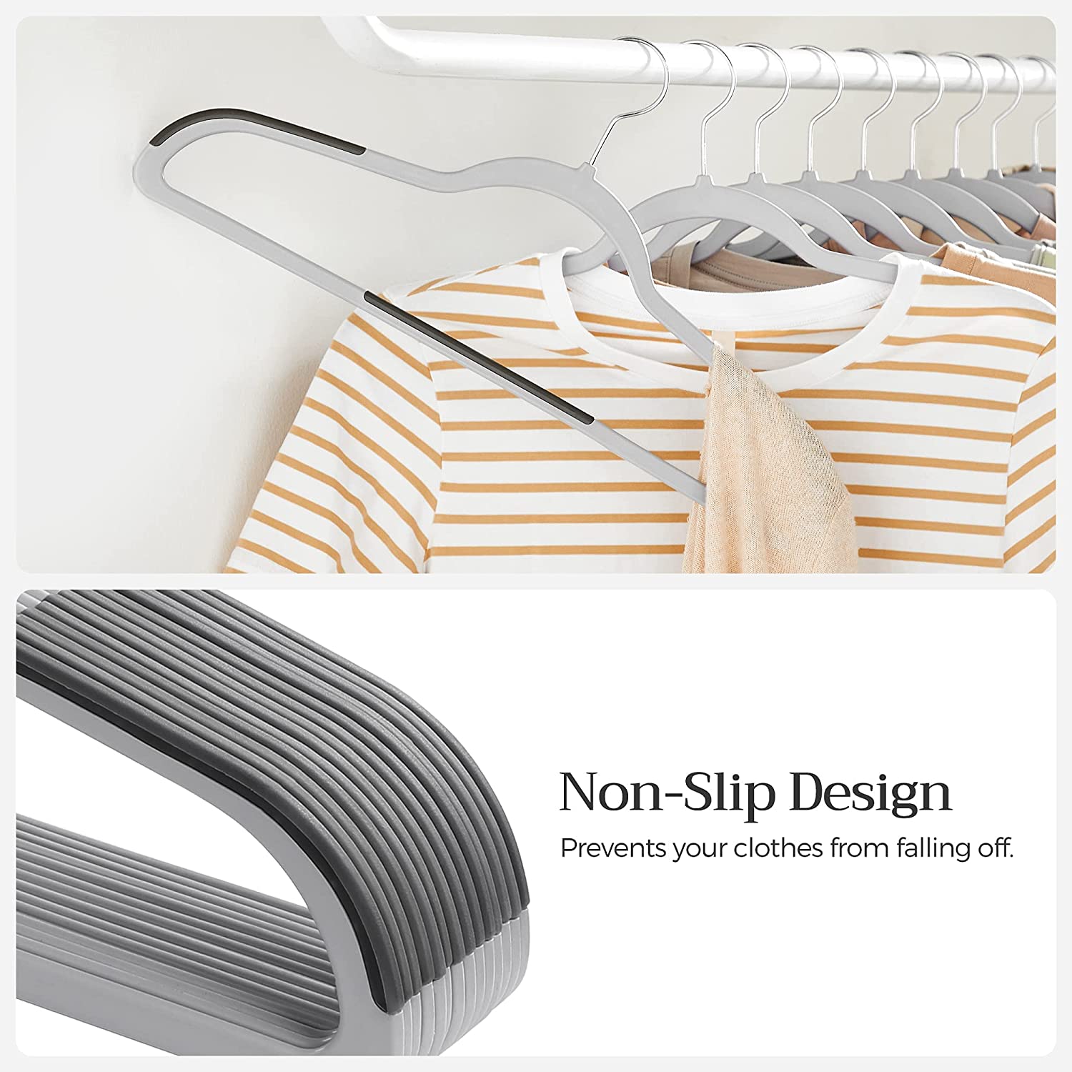 50 Pack Clothes Hangers Plastic Coat Hangers Non-Slip 360° Swivel Hook Space-Saving Light Gray and Dark Gray