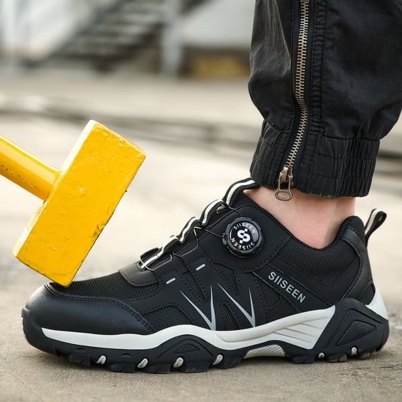 Vantalaria Comfortable Steel Toe Shoes for Men and Women Lightweight Work Safety Shoes Puncture Resistant Sneakers Construction Warehouse Work Shoes