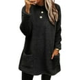 thumbnail image 1 of LUXUR Women Fuzzy Fleece T Shirt Loose Work Tops Black 3XL, 1 of 2