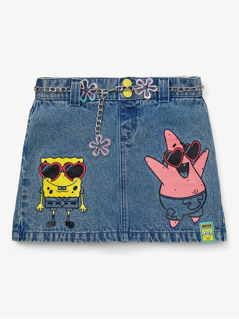Spongebob X Justice Girls Denim Skirt, Sizes XS - XLP - Walmart.com