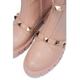 thumbnail image 2 of Cape Robbin YURI Embellished Buckle Strap Block Chunky Heel Moto Boots Nude (Nude, 10), 2 of 5