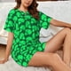 thumbnail image 4 of Balery Green Broccoli Conjunto de Pijama para Mujer con Estampado, Dos Piezas de Manga Corta y Shorts, Ropa de Dormir Suave con Cuello Redondo y Bolsillos-XX-Large, 4 of 6