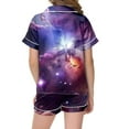 thumbnail image 4 of Gbsyewxs Outfits Sets For Girls Lapel Short Sleeve Printed Tops And Shorts Set 2 Piece Sleepwear Summer Toddler Clothes Dark Purple Size 10-11 Years, 4 of 5