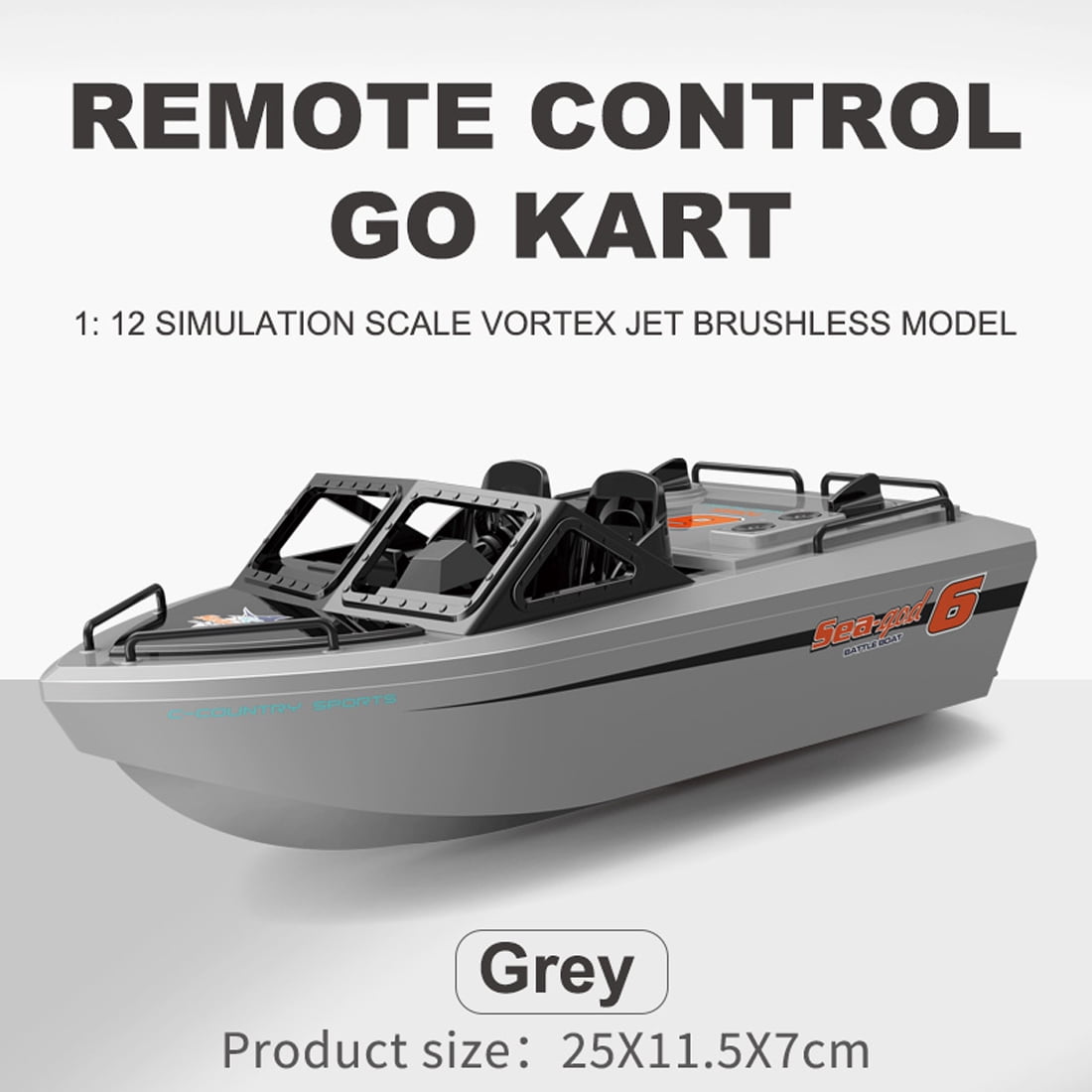 1/12 High Speed RC Jet Boat, Brushless Motor Watercraft Electric Remote Control Boat with Safe Internal Propeller, 2.4GHz 50m Range, Long Endurance Summer Water Toy (Gray)