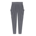 thumbnail image 6 of Neewe Womens Summer Casual Loose Striped Wide Leg Lounge Pants Solid Color Stretch Large Size Elastic Trousers-Gray Free Size, 6 of 7