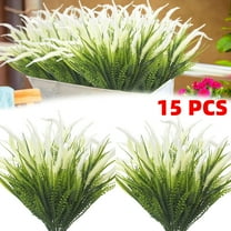 15Pcs Foxtail Grass Artificial Plant White Flowers for Outdoors Fake Plastic Greenery Shrubs Faux Plants Outside Garden Window Box Planters Porch Home Indoor Decoration