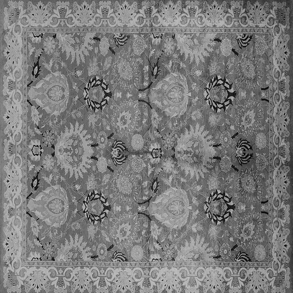 Ahgly Company Indoor Square Oriental Gray Industrial Area Rugs, 6' Square
