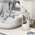 thumbnail image 4 of Dustproof Toothbrush Holders with Cover, Rotating Electric Toothbrush and Toothpaste Holder for Bathroom Countertop, 3 Slots Makeup Brushes Organizer, Transparent, 4 of 14
