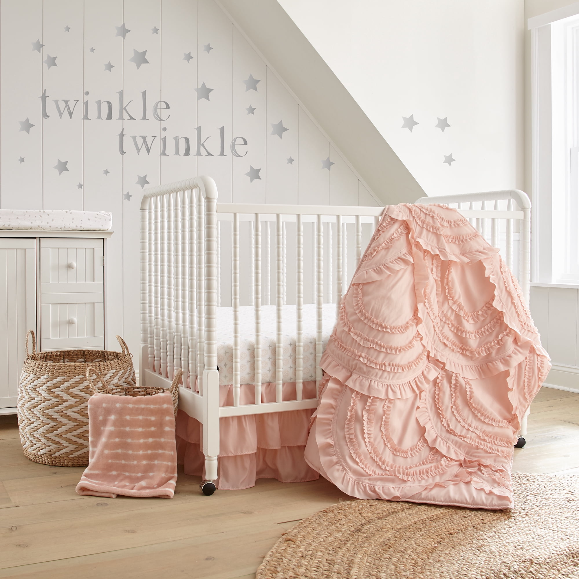 Levtex Baby - Skylar Crib Fitted Sheet - Fits Standard Crib and Toddler Mattress - Coin Medallion - Blush - Nursery Accessories - 100% Cotton