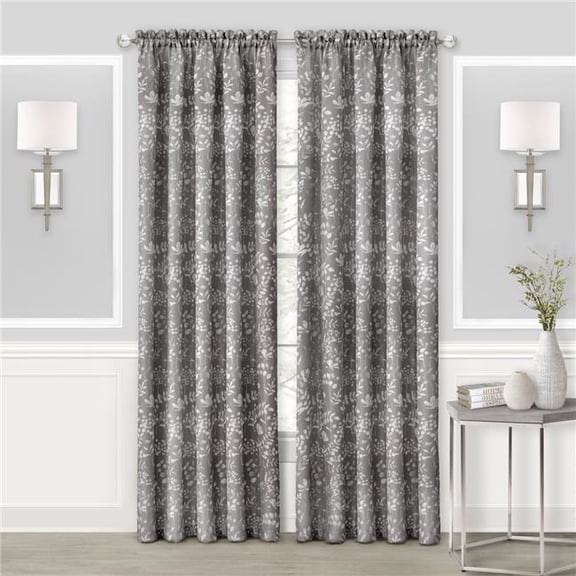 52 x 84 in. Charlotte Rod Pocket Window Curtain Panel, Grey