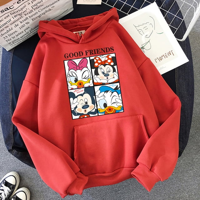 2024 Minnie Disney Sudadera con capucha Crop Top Mickey Mouse mujeres sudaderas con capucha niños niñas ropa de calle Harajuku