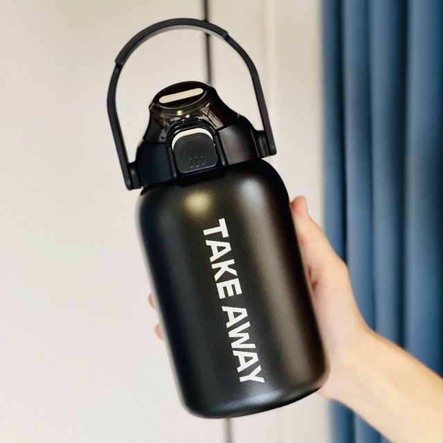 Taza térmica portátil de gran capacidad de 850 ml con tapa elástica, olla portátil con pajita, taza térmica para exteriores