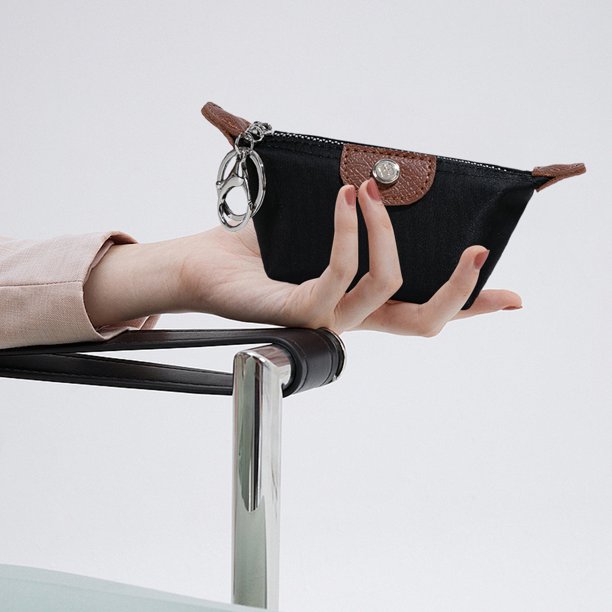 Mini monedero, bolso de nailon para guardar auriculares con forma de lápiz labial, bolsa para dumplings (negro)
