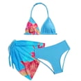 thumbnail image 6 of SGMVNU Girls Swimsuit Bikini Set with Cover up Wrap Skirt 3 Piece Swimwear Set V Neck Ruffle Bathing Suits for Girl (Size 7-8 Years, bz1-Sky Blue), 6 of 6