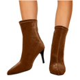 thumbnail image 4 of HAPIMO Women Ankle Boots Pointed Toe Heel Stretch Suede‑like Upper Footwear For Night Events And Fashion Weekend Gatherings Brown 41, 4 of 9