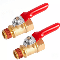 PEAKTREND Ball Valve, 2 Pcs 1/4" Heavy Duty Brass Ball Valve Shut Off Switch, 1/4" Male x Female NPT Thread Pipe Fitting Air Compressor Shut Off Valve