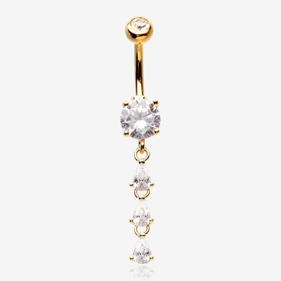 Golden Sweet Cascading Gems Belly Button Ring
