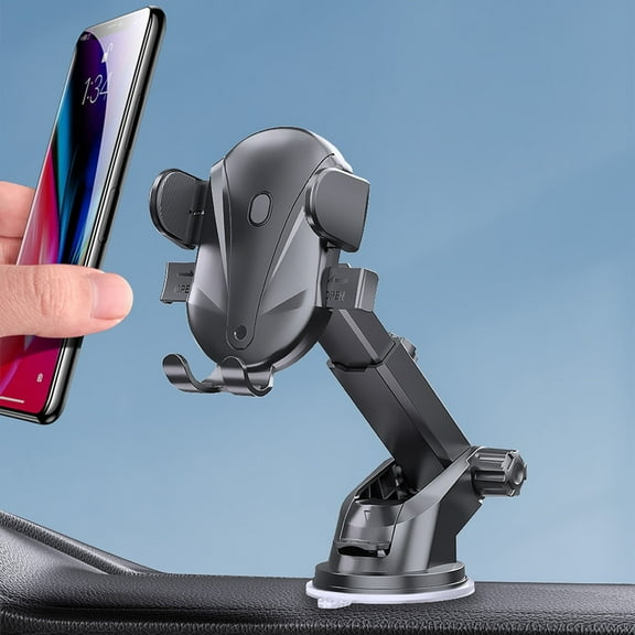 Upgraded Car Phone Mount - Super Stable 270° Rotatable Hook Holder with Strong Suction Cup, Universal Fit for All Smartphones 4-7.8 Inch, One-Hand Operation for Safe Driving (5.28x4.02x3.19in)