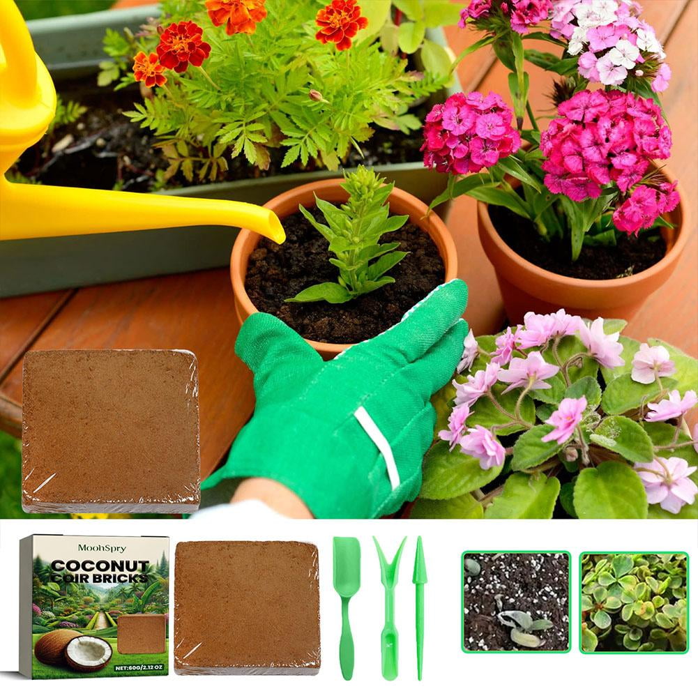 Coir Fiber Soil Brick, 3.93x3.93x0.39 in, Promotes Healthy Plant Growth with Superior Water Retention, Ideal for Indoor Pots and Outdoor Garden Beds
