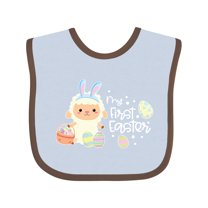 Inktastic My 1st Easter with Cute Lamb and Easter Eggs Boys or Girls Baby Bib