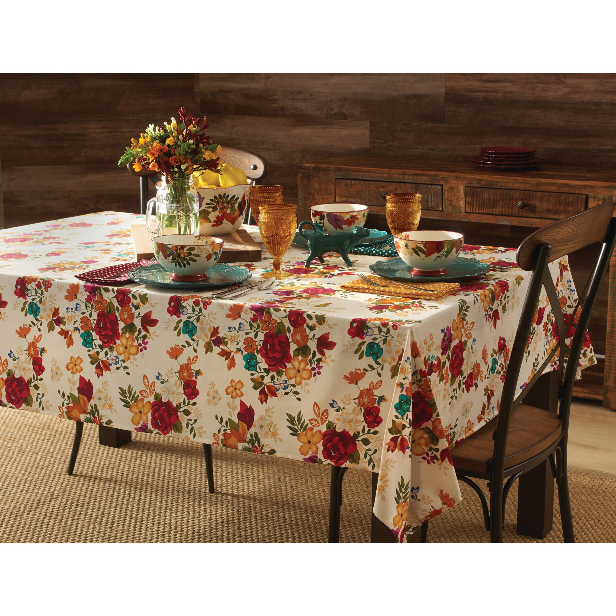Pioneer Woman Timeless Floral Tablecloth Walmartcom Walmartcom