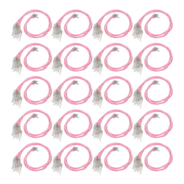 200pcs Waxed Necklace Cord with Lobster Clasp Adjustable Length DIY Rope Necklace for Jewelry Making Pink