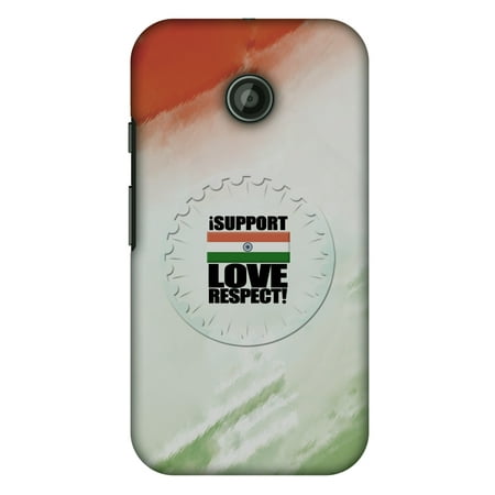 Motorola Moto E XT1022 Case - I Support Love India, Hard Plastic Back Cover. Slim Profile Cute Printed Designer Snap on Case with Screen Cleaning (Moto E Best Price In India)