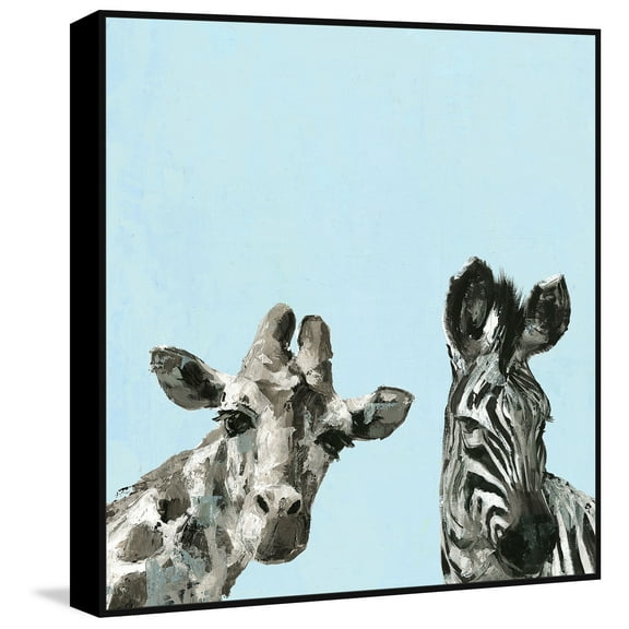Giraffe and Zebra III Floater Framed Painting Print on Canvas