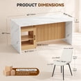 thumbnail image 3 of Hawsaiy 5 Piece Dining Table Set for 4, 63" Faux Marble Dining Table with LED Lights & Storage Cabinet, Kitchen Table and 4 PU Leather Upholstered Dining Chairs, White, 3 of 10
