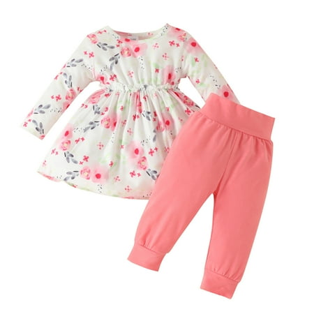 

Dezsed 3-24Months Spring Fall Clothes For Baby Girls Toddler Kids Girls Floral Sets Clothes Long Sleeve Shirt Trousers Pants Fashion Casual Suits Sets Clearance