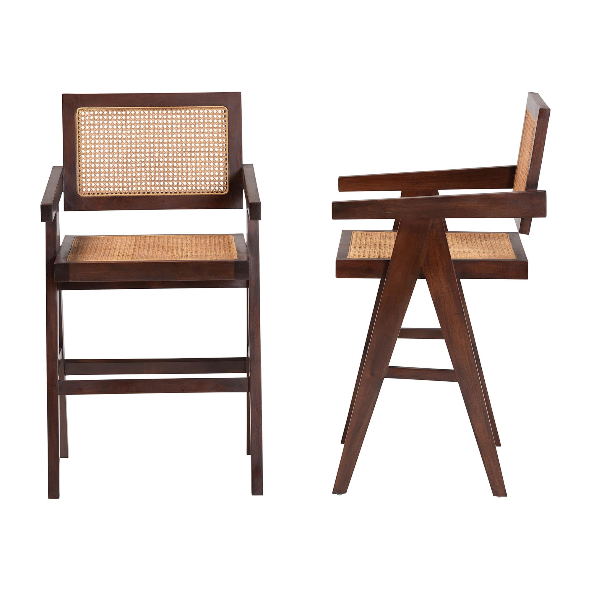 bali & pari Kresna Boho Counter Stool, Counter Height, Set of 2, Dark Walnut Brown
