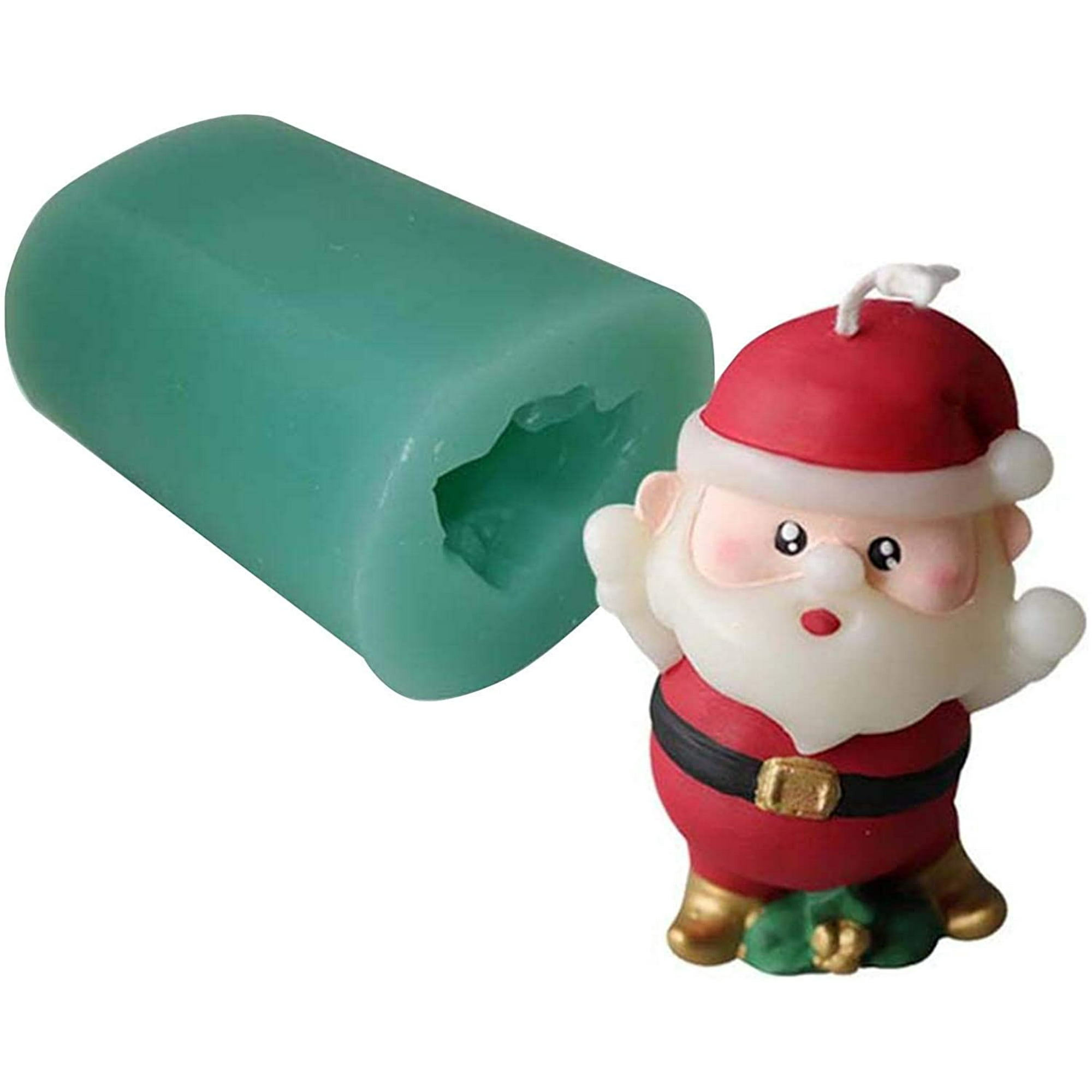 Moule En Silicone Père Noël 3D - Pour Bougies, Résine, Chocolat, Savon - Antiadhésif, Réutilisable - Avec 12 Mèches - Idée Cadeau Créative Noël