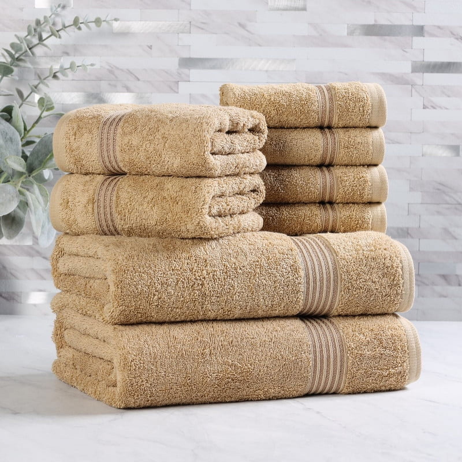 Superior Egyptian Cotton Absorbent 8-Piece, Toast, Towel Set